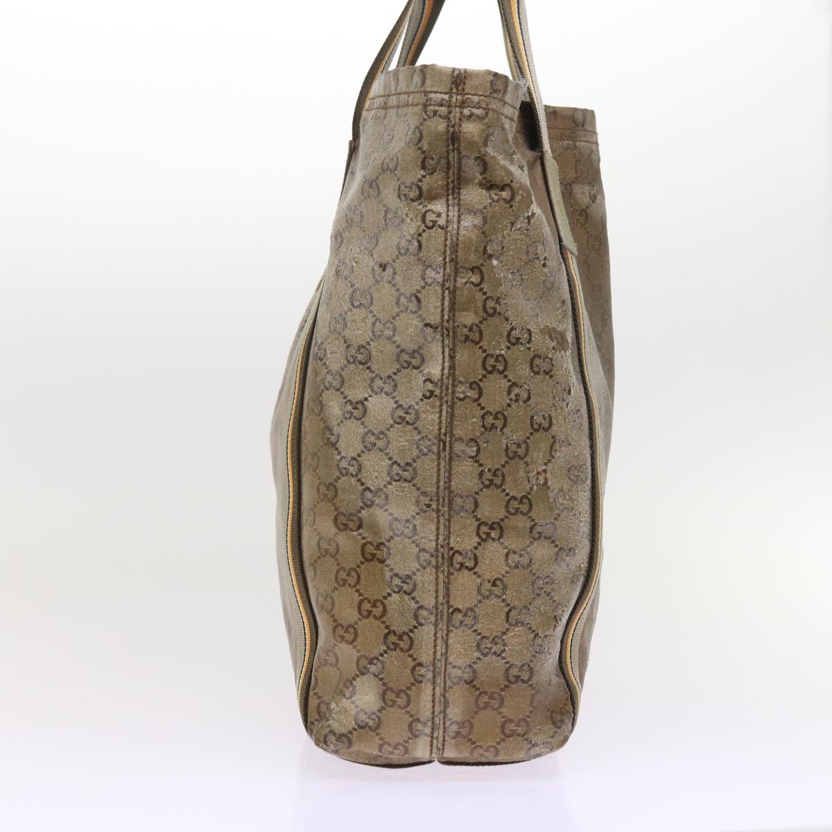 GUCCI GG Crystal Canvas Tote Bag Coated Canvas Gold Tone hk836