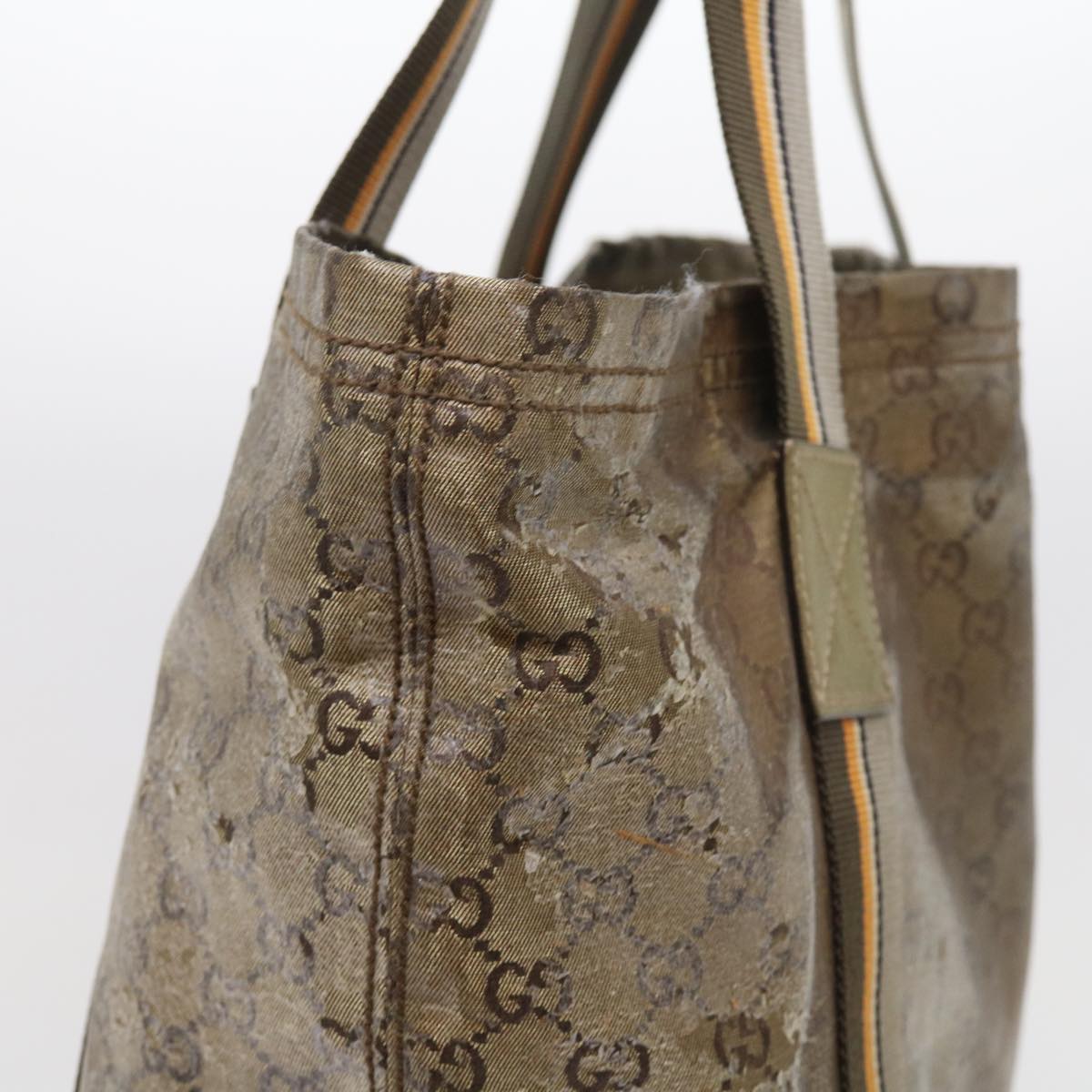 GUCCI GG Crystal Canvas Tote Bag Coated Canvas Gold Tone hk836