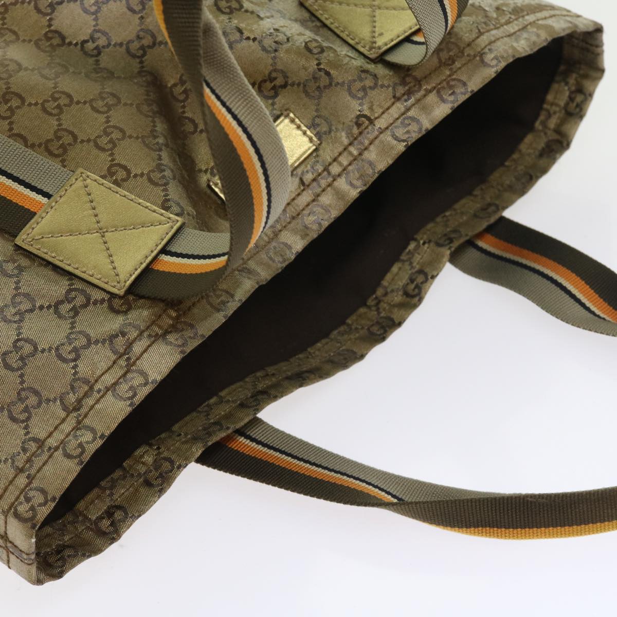 GUCCI GG Crystal Canvas Tote Bag Coated Canvas Gold Tone hk836