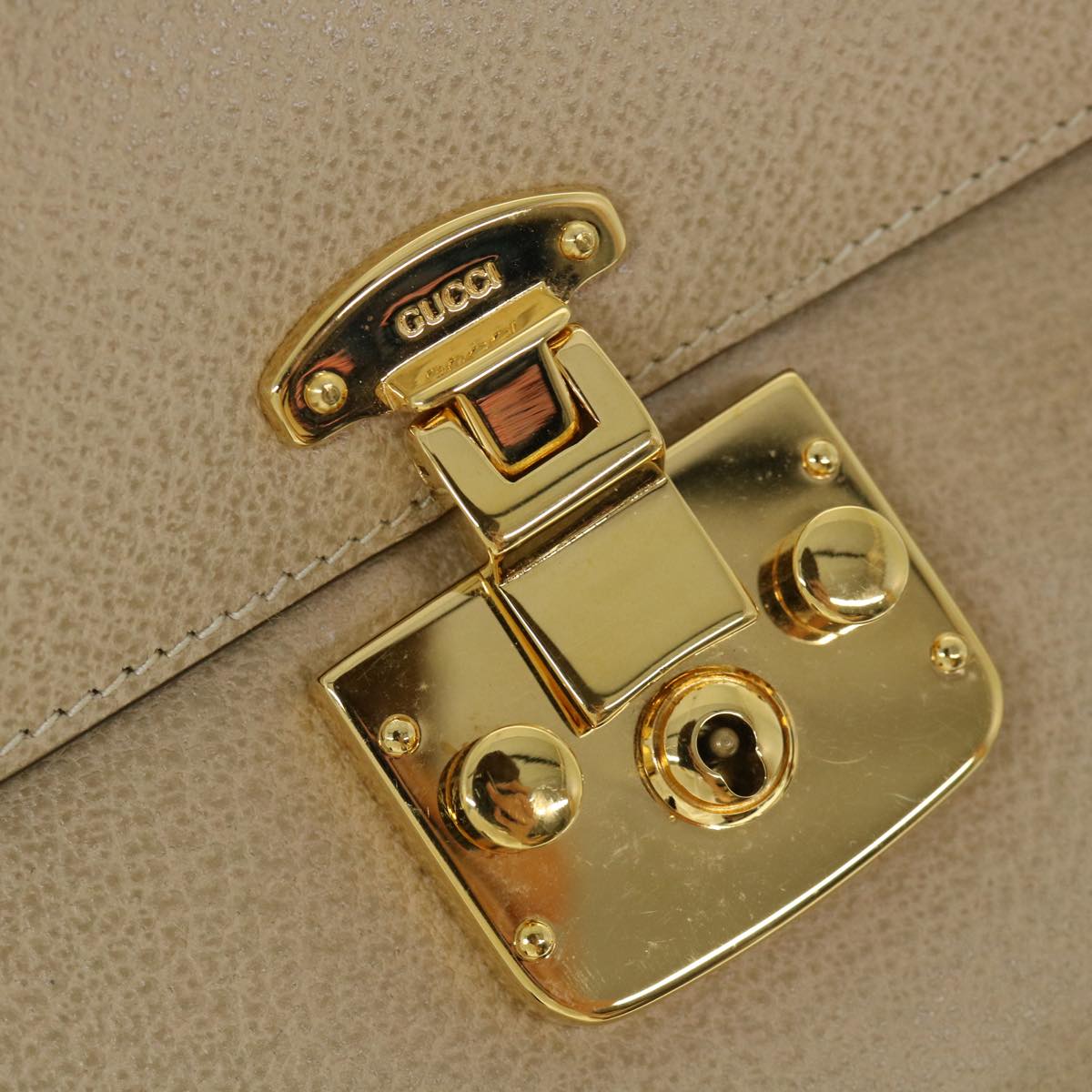 GUCCI Lady Rock Hand Bag Leather 2way Beige 007 1274 0192 hk840