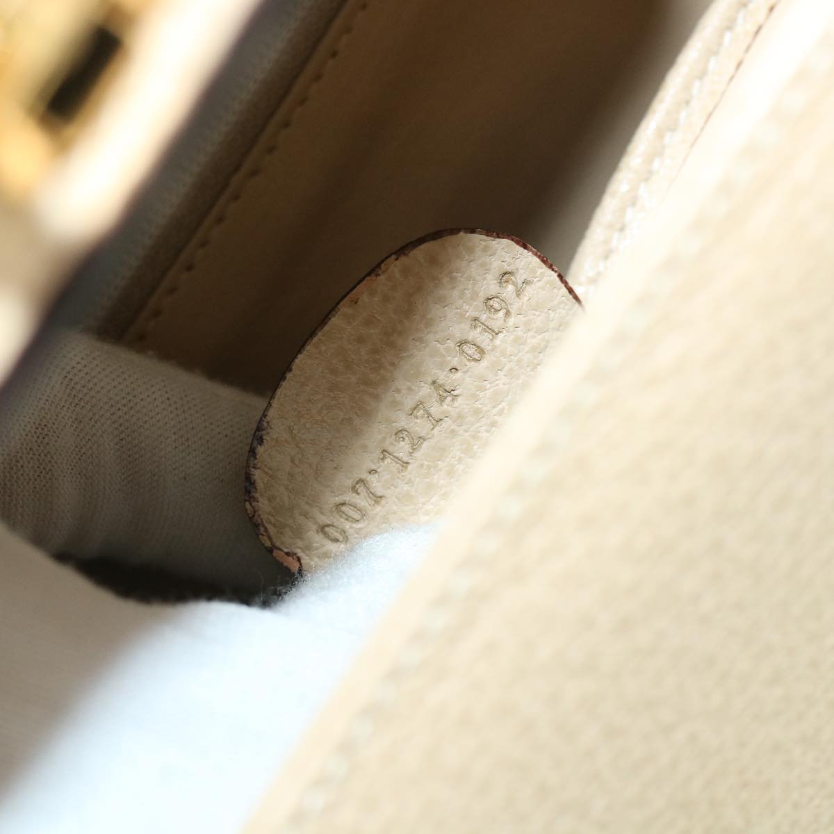 GUCCI Lady Rock Hand Bag Leather 2way Beige 007 1274 0192 hk840