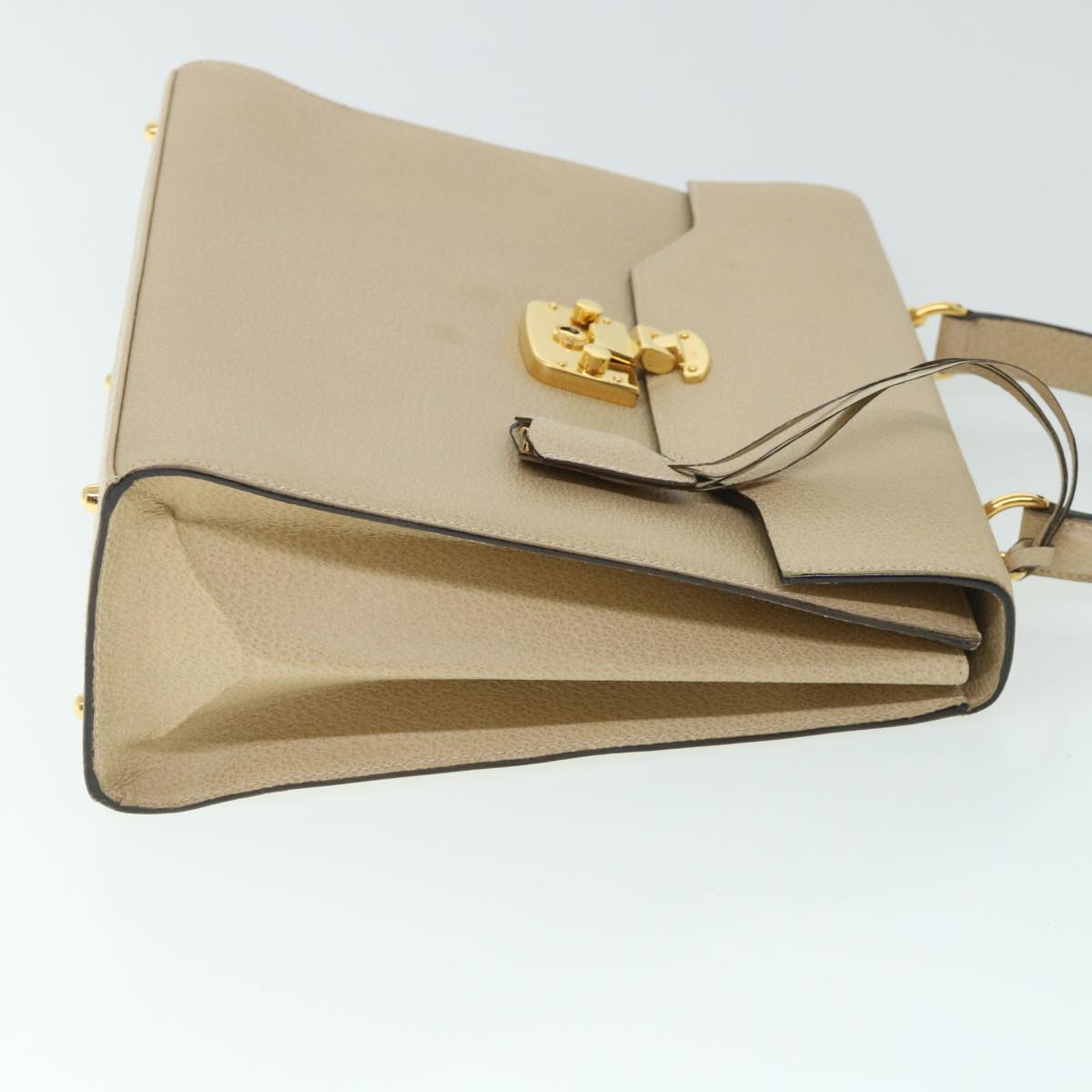 GUCCI Lady Rock Hand Bag Leather 2way Beige 007 1274 0192 hk840