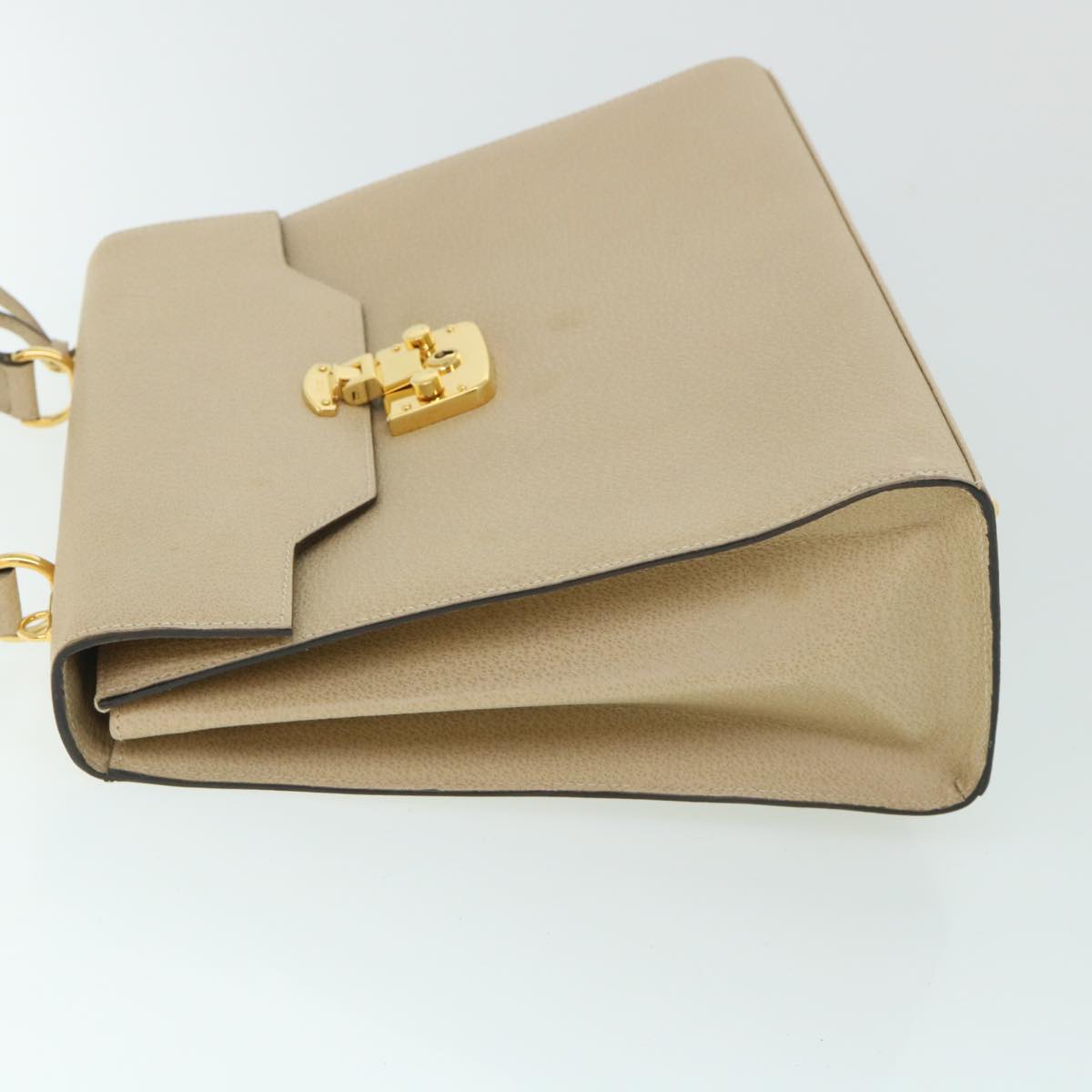 GUCCI Lady Rock Hand Bag Leather 2way Beige 007 1274 0192 hk840