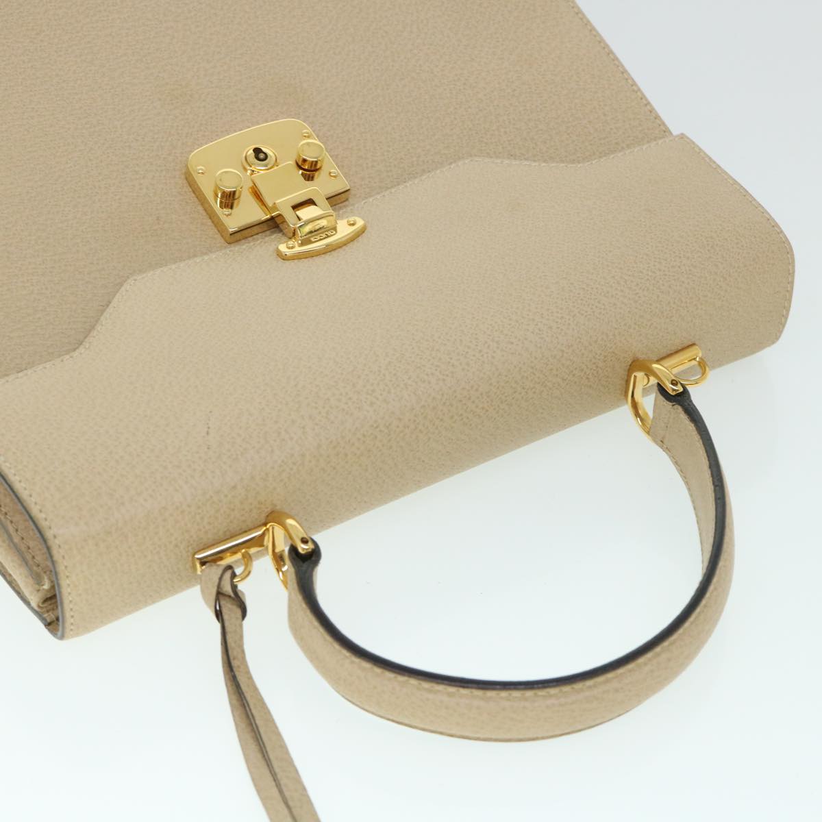 GUCCI Lady Rock Hand Bag Leather 2way Beige 007 1274 0192 hk840
