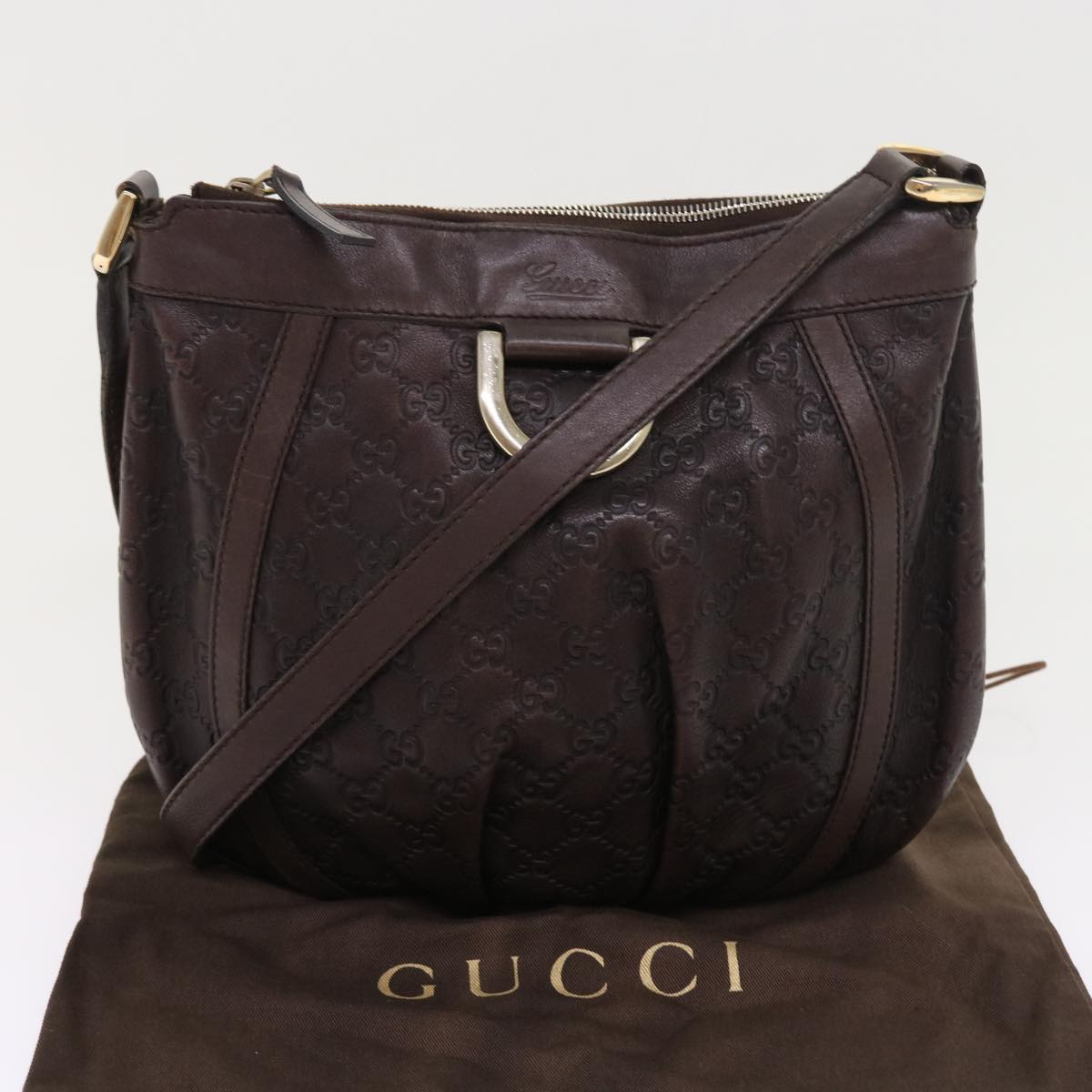 GUCCI GG Canvas Guccissima Shoulder Bag Brown 203257 hk853