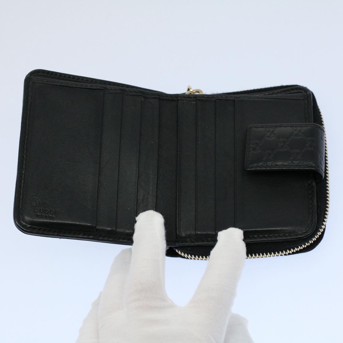 GUCCI Micro GG Canvas Guccissima Wallet Black 449345 525040 hk873