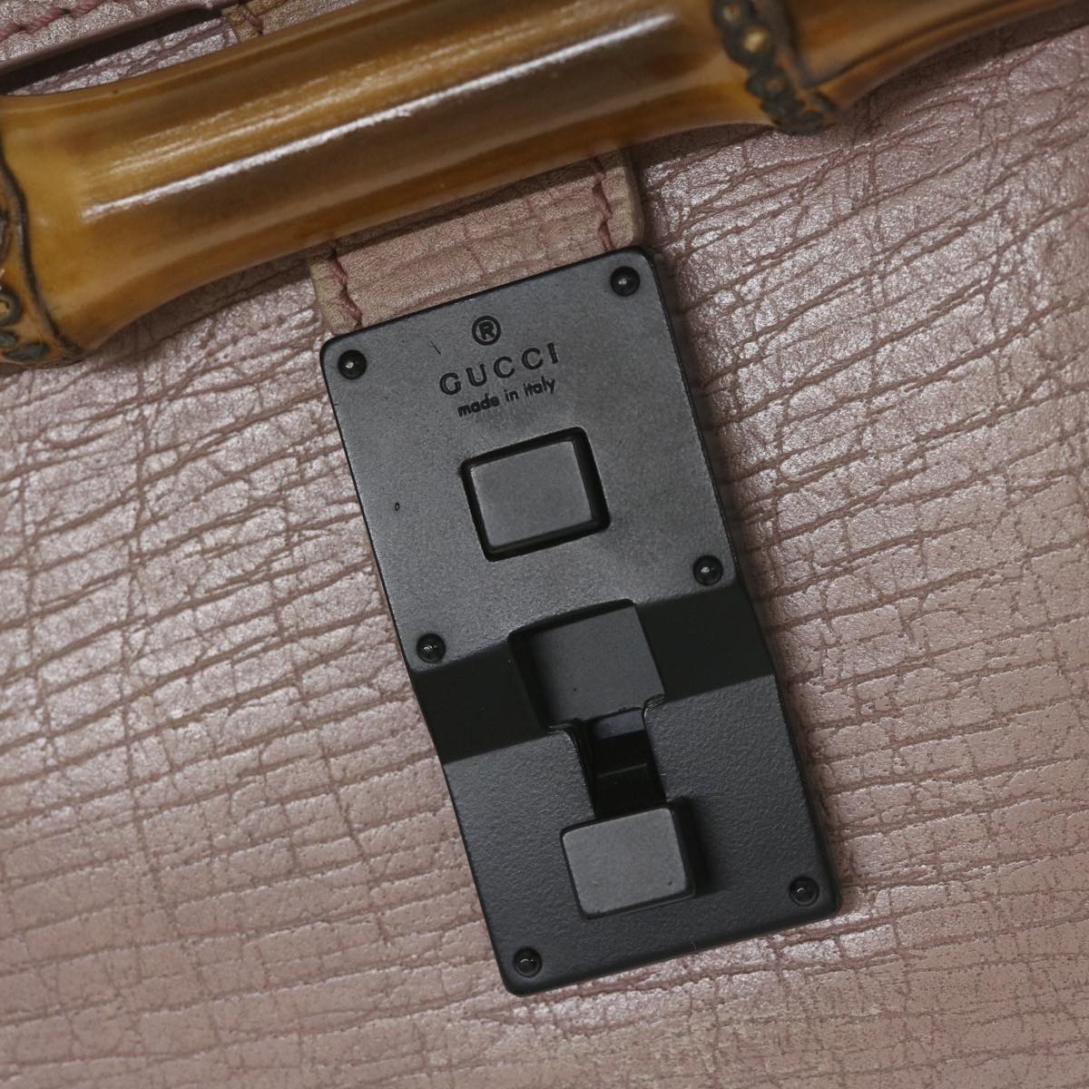 GUCCI Bamboo Hand Bag Leather Pink 111713 hk989