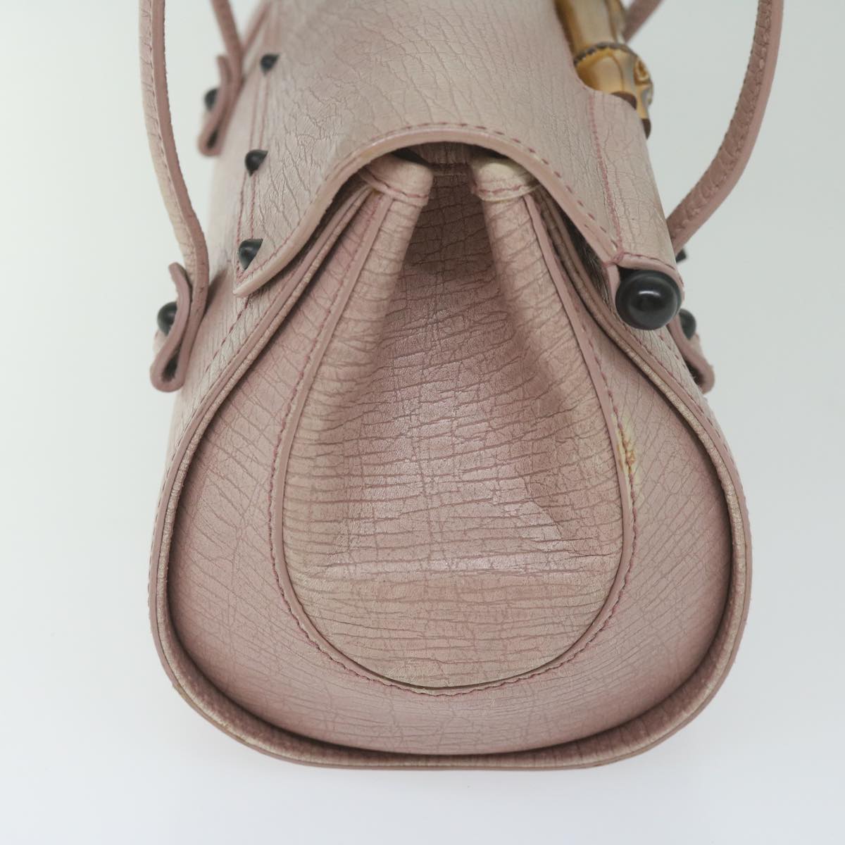 GUCCI Bamboo Hand Bag Leather Pink 111713 hk989