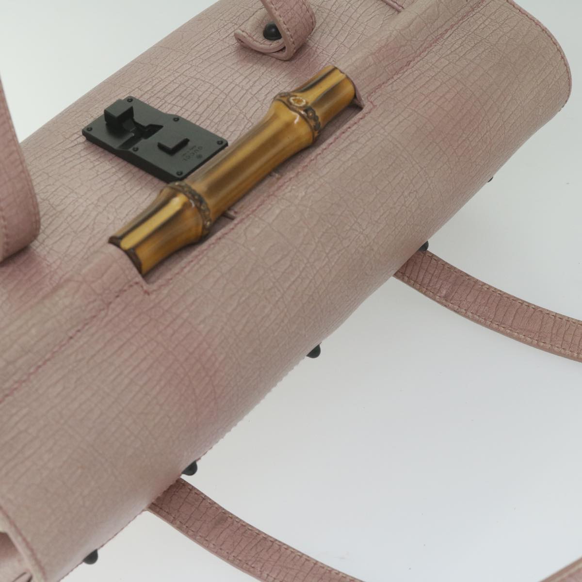 GUCCI Bamboo Hand Bag Leather Pink 111713 hk989