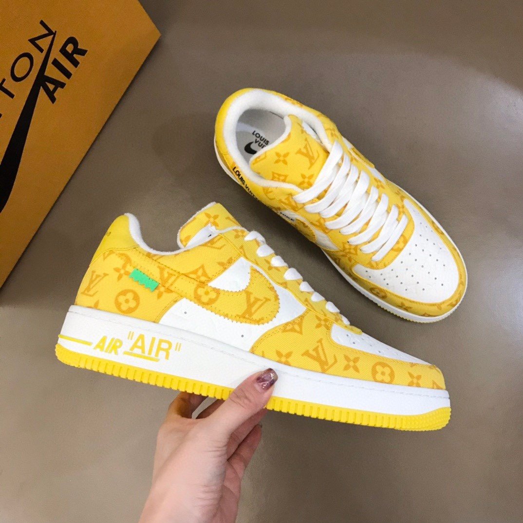 LV And NIKE Ã¢â‚¬Å“AIR.FORGLAMI 1Ã¢â‚¬Â By Virgil Abloh White/Yellow For Men, Shoes
