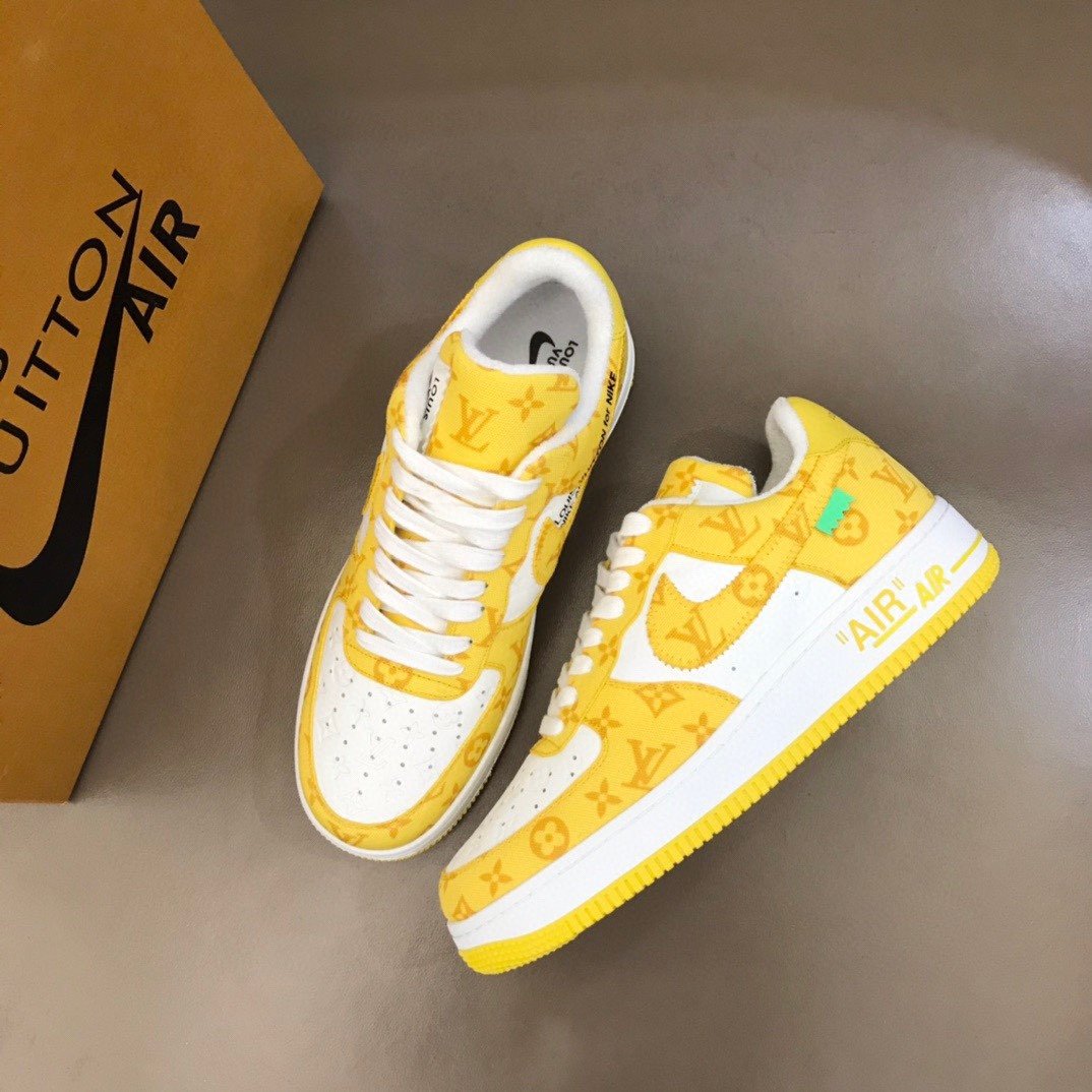 LV And NIKE Ã¢â‚¬Å“AIR.FORGLAMI 1Ã¢â‚¬Â By Virgil Abloh White/Yellow For Men, Shoes
