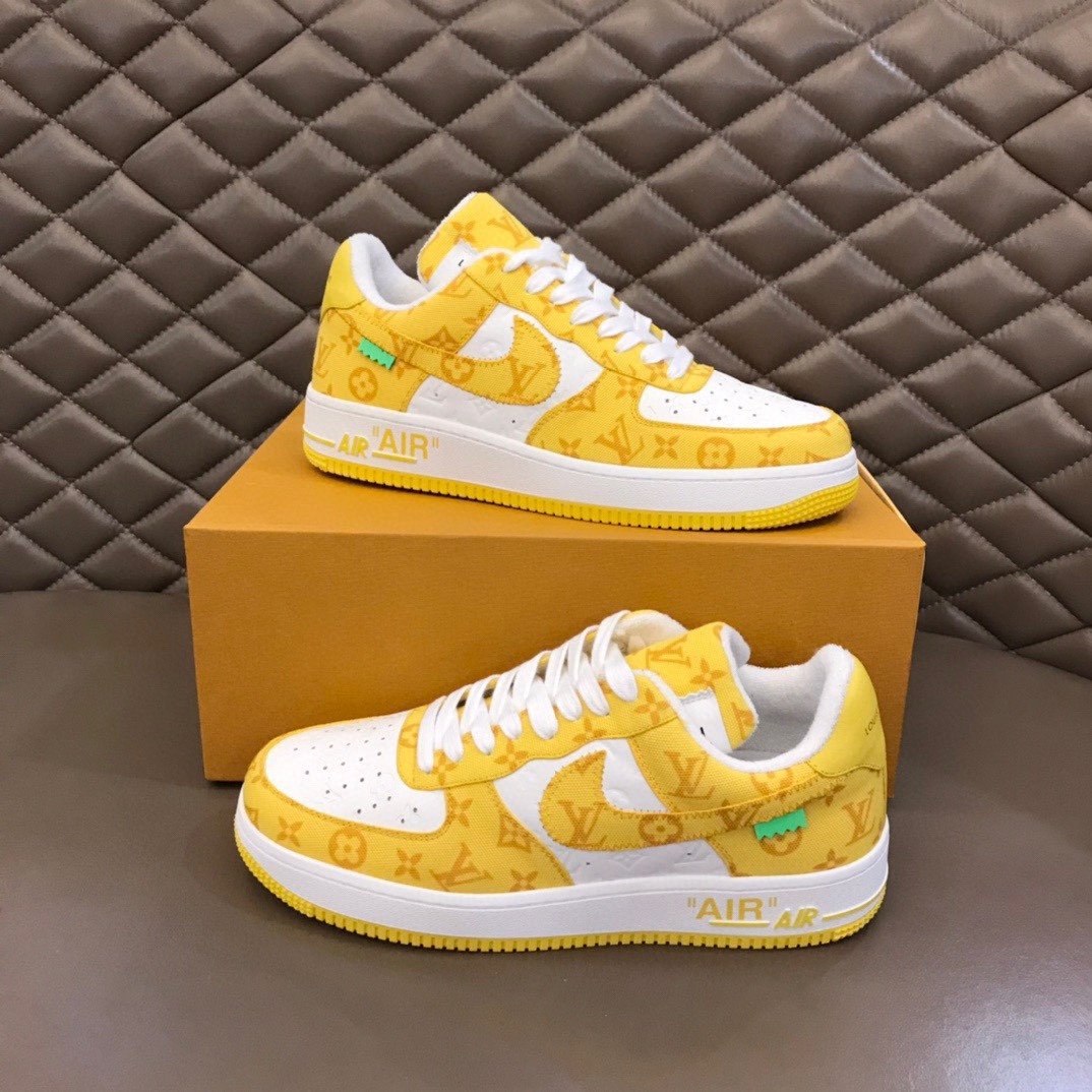 LV And NIKE Ã¢â‚¬Å“AIR.FORGLAMI 1Ã¢â‚¬Â By Virgil Abloh White/Yellow For Men, Shoes