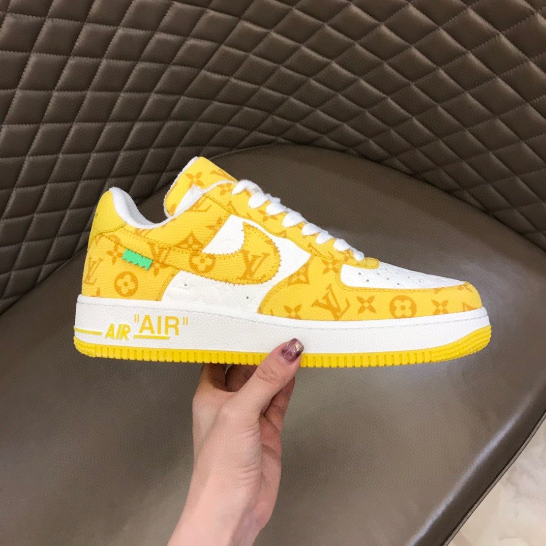 LV And NIKE Ã¢â‚¬Å“AIR.FORGLAMI 1Ã¢â‚¬Â By Virgil Abloh White/Yellow For Men, Shoes