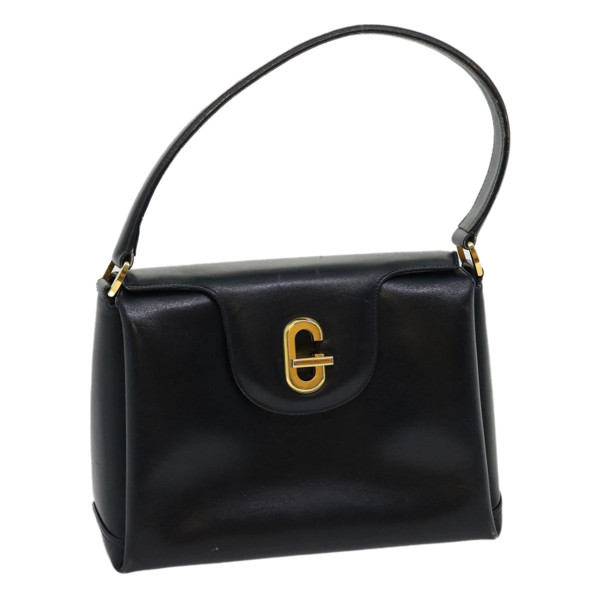 GUCCI Turn Lock Hand Bag Leather Black Red im361