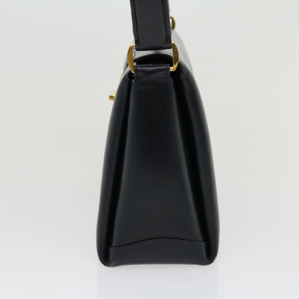 GUCCI Turn Lock Hand Bag Leather Black Red im361