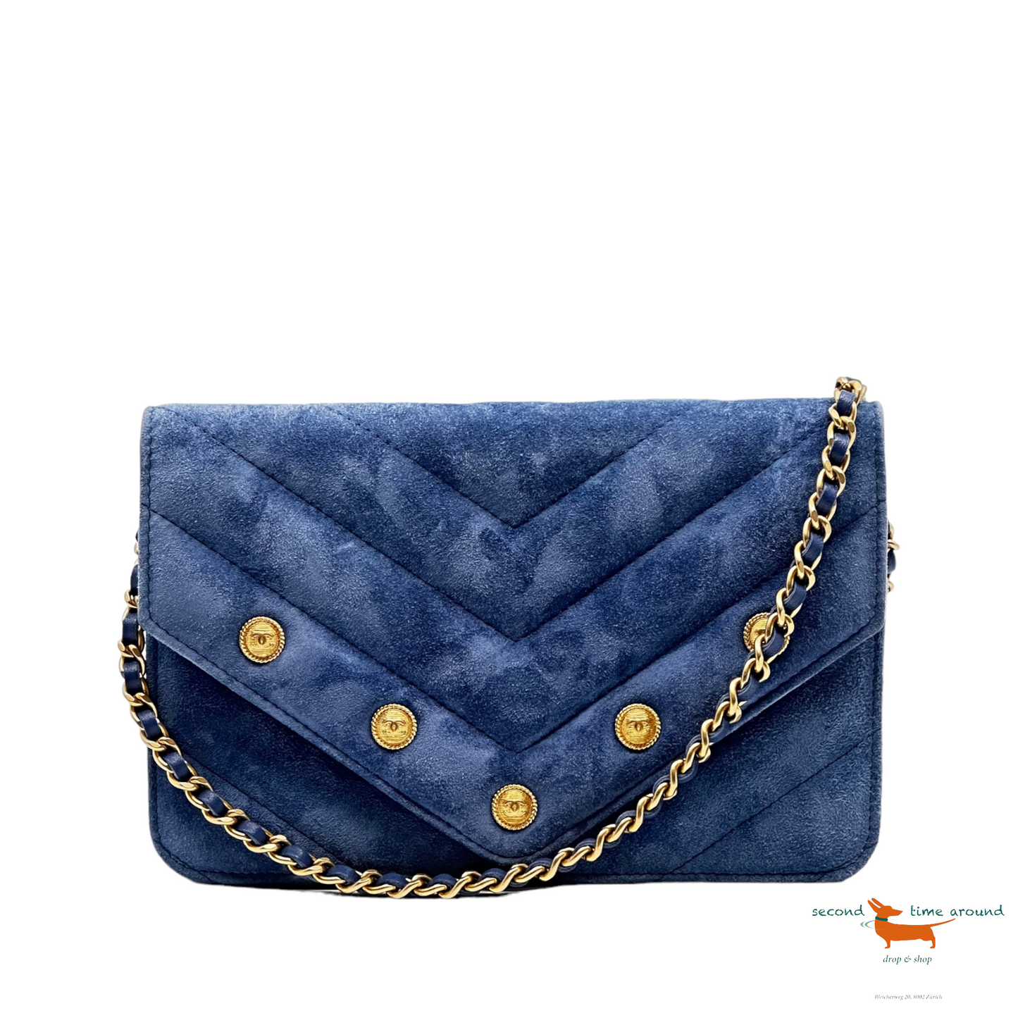 Chanel Chevron CC Button Flap Bag