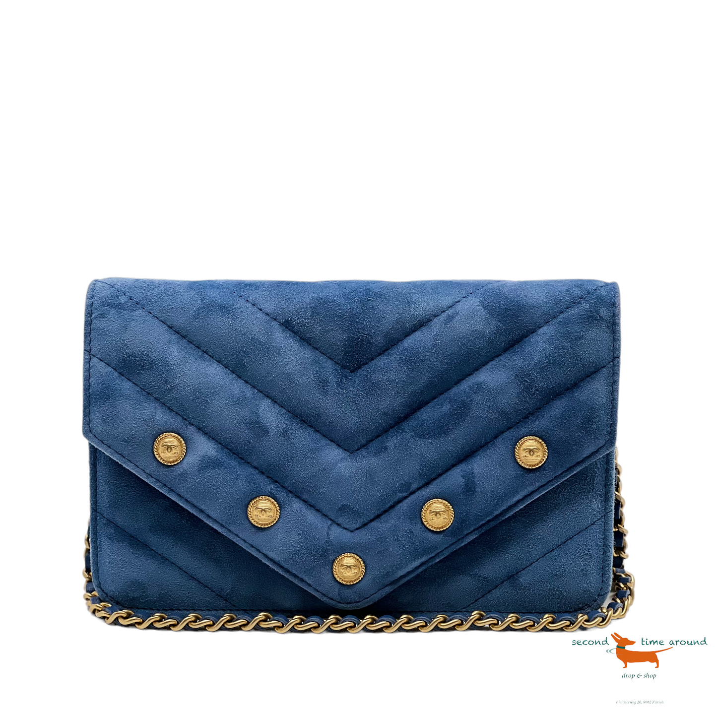 Chanel Chevron CC Button Flap Bag