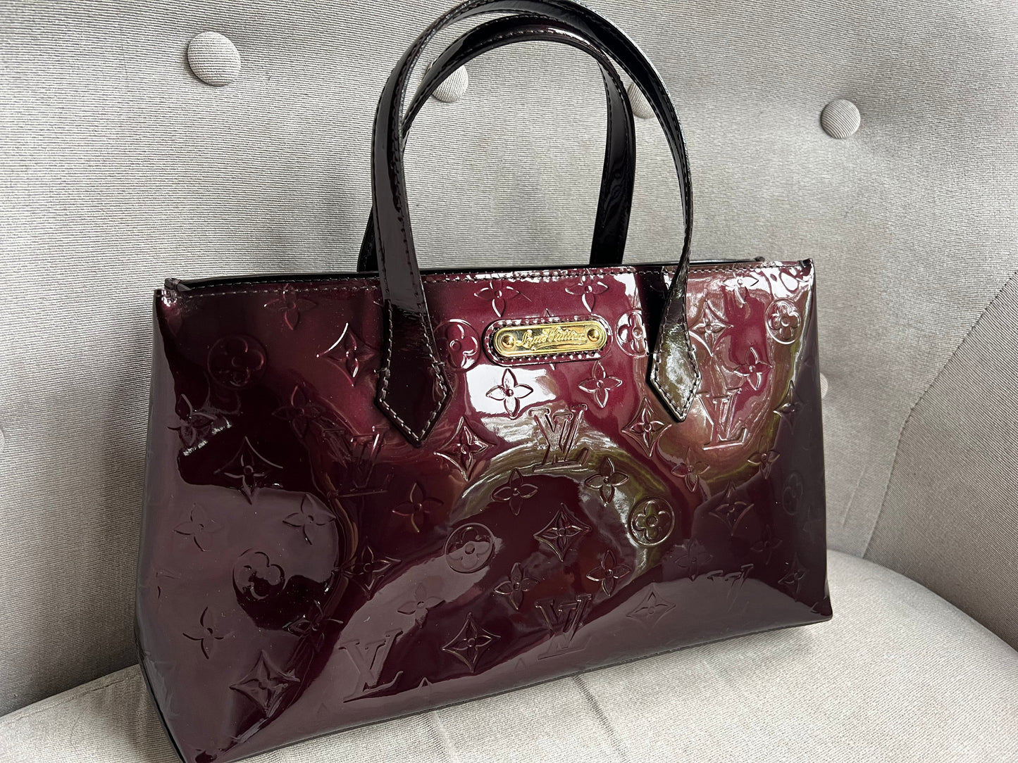 Louis Vuitton Wilshire Amarante Vernis Patent Leather
