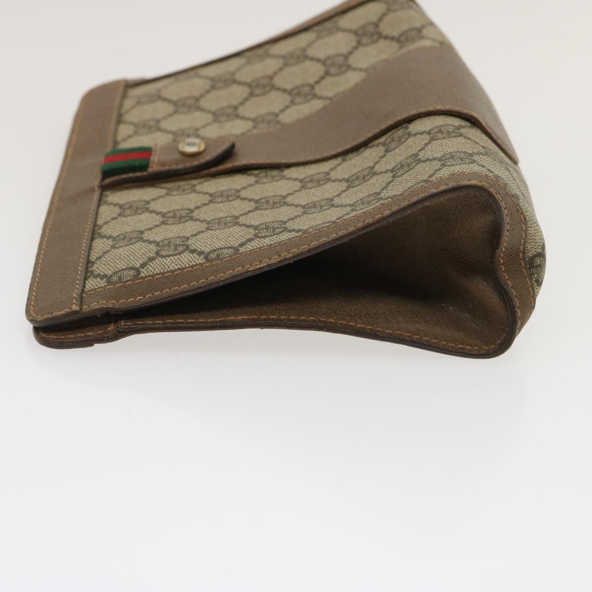 GUCCI GG Canvas Web Sherry Line Clutch Bag Beige Red Green ai603