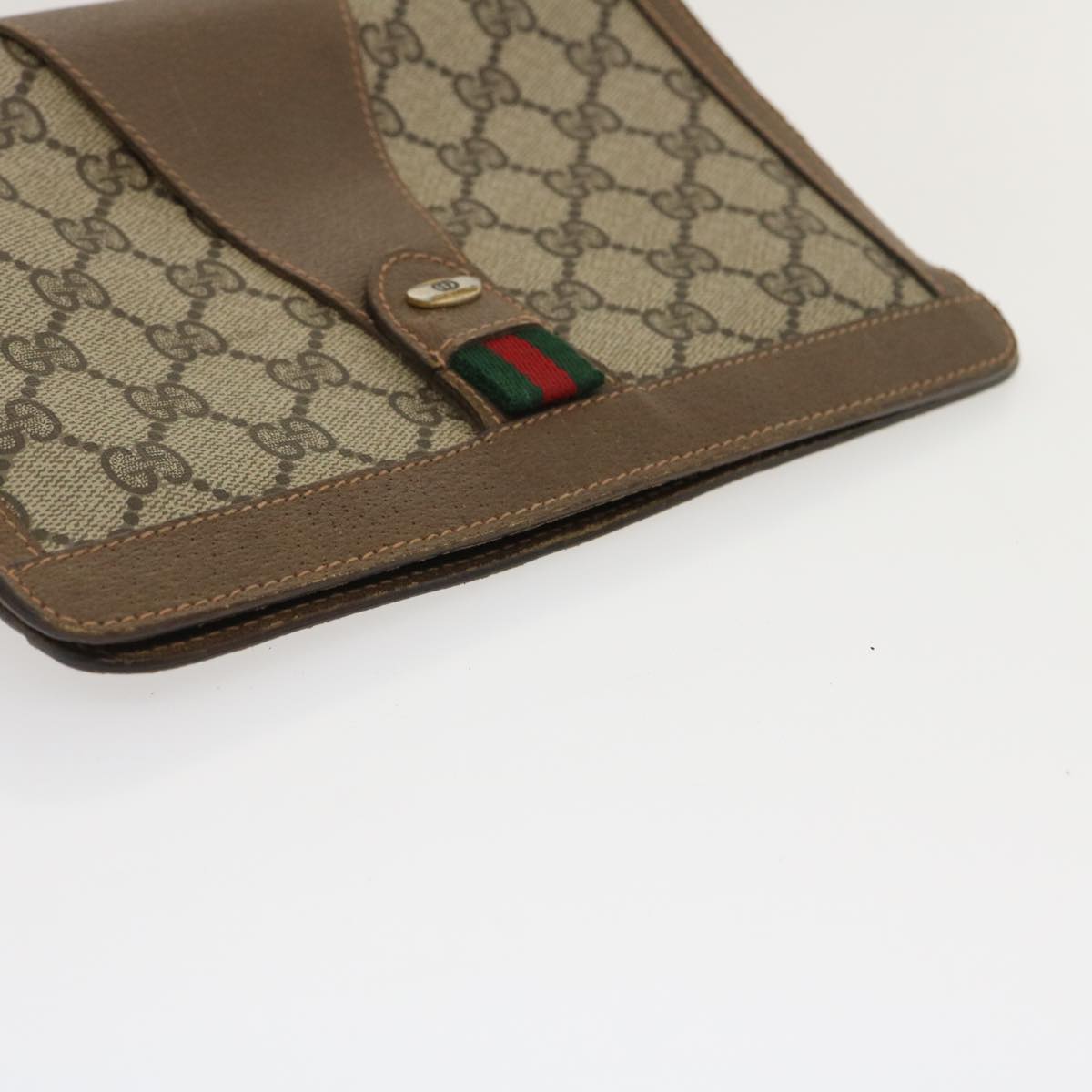 GUCCI GG Canvas Web Sherry Line Clutch Bag Beige Red Green ai603
