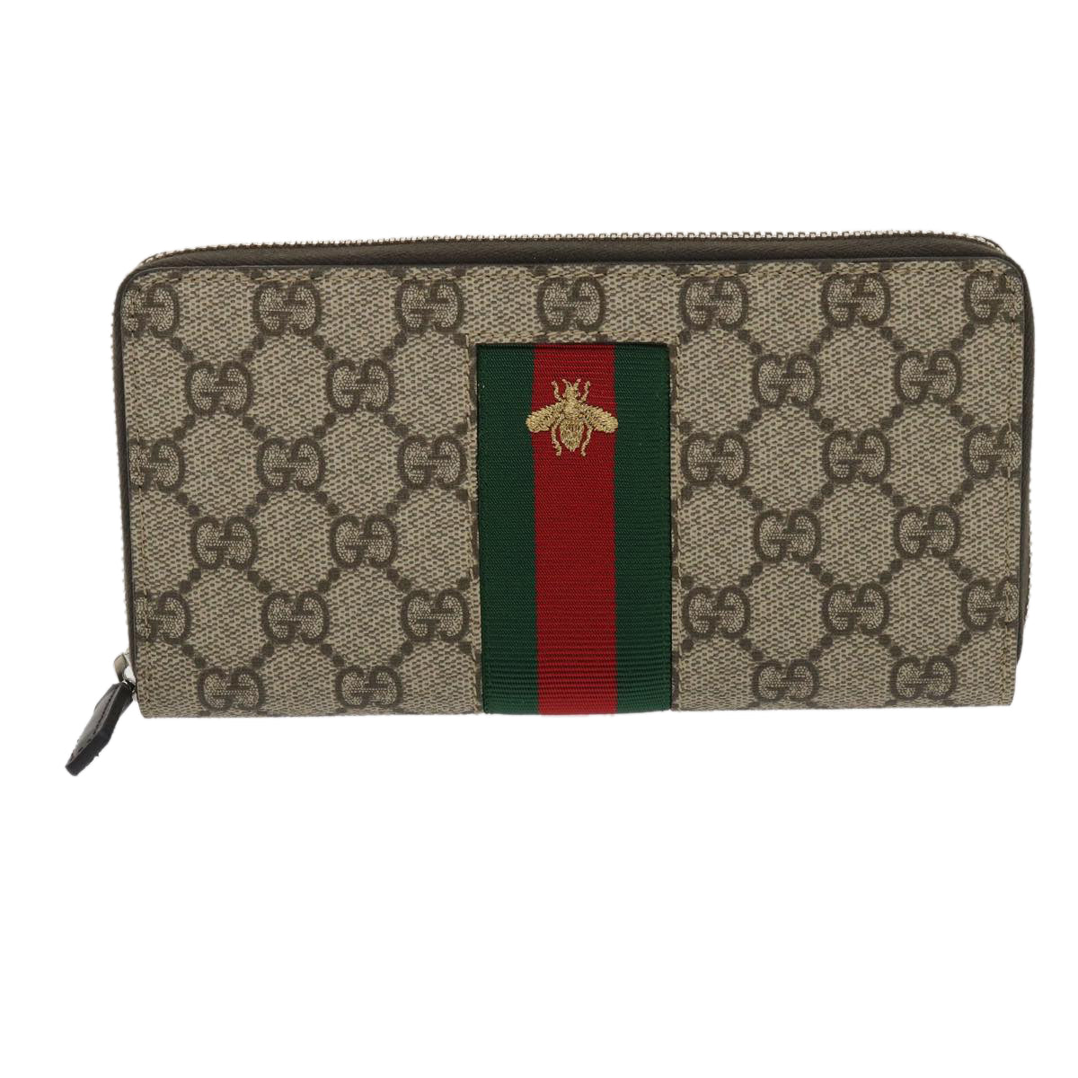 GUCCI Web Sherry Line GG Canvas Supreme Long Wallet Beige Red Green jk1450A