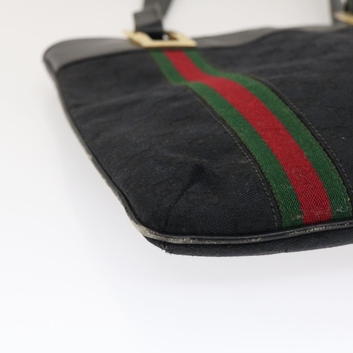 GUCCI GG Canvas Web Sherry Line Shoulder Bag Black Red Green jk1453