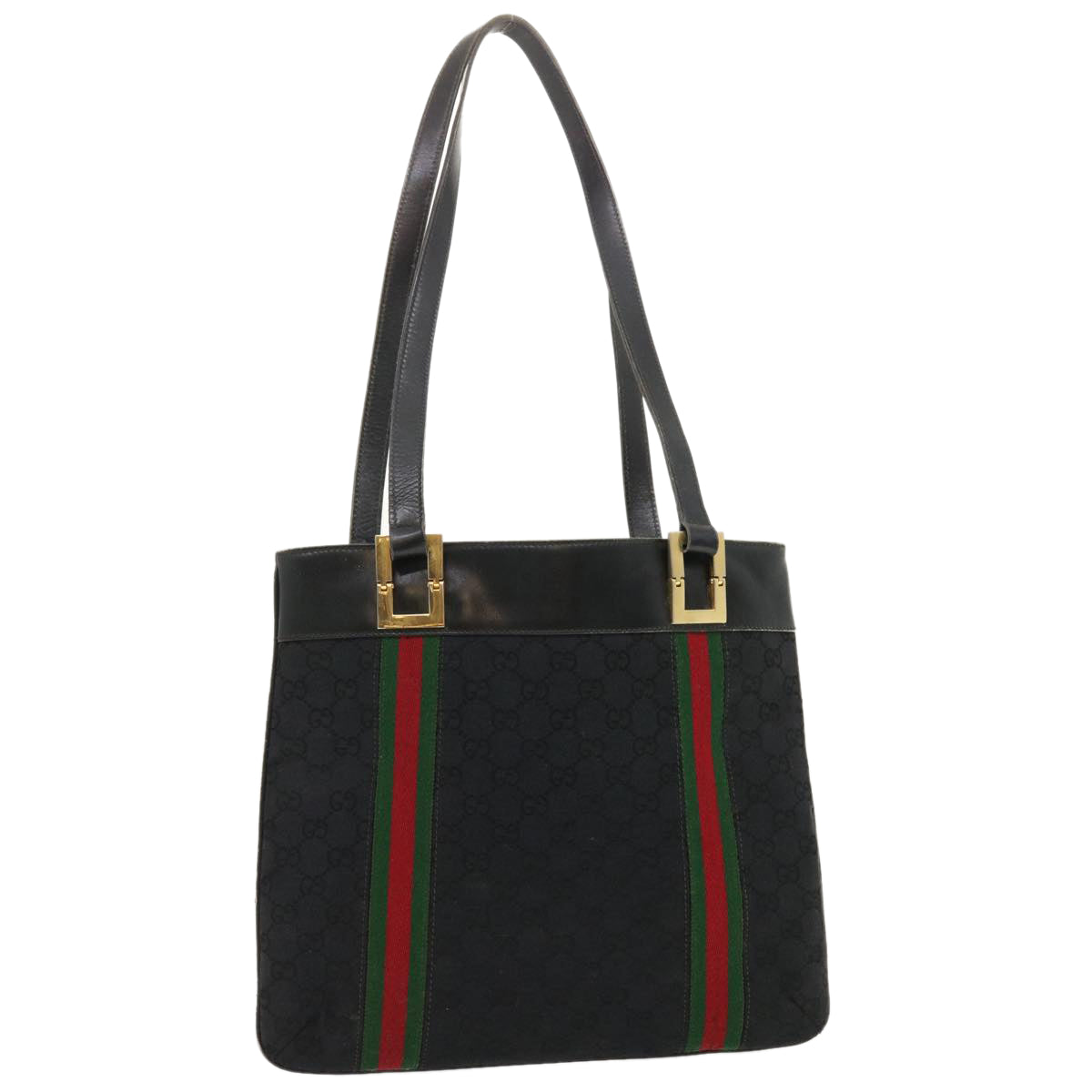 GUCCI GG Canvas Web Sherry Line Shoulder Bag Black Red Green jk1453