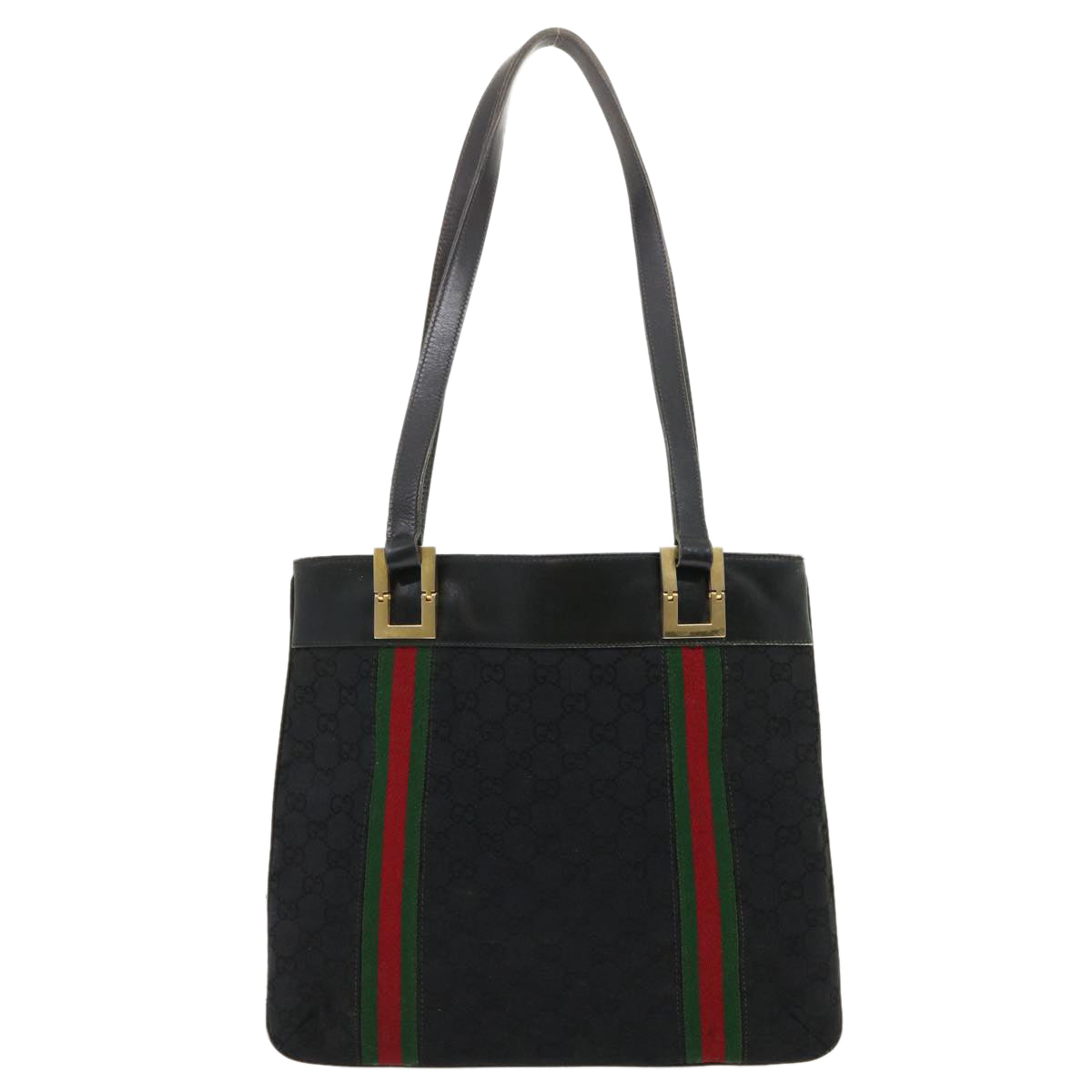 GUCCI GG Canvas Web Sherry Line Shoulder Bag Black Red Green jk1453