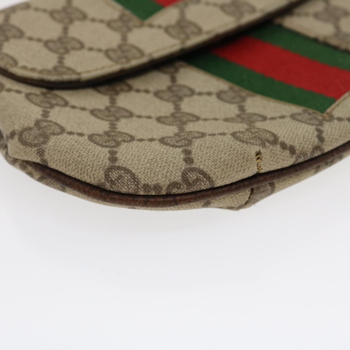 GUCCI Web Sherry Line GG Canvas Pouch Red Green Brown jk1495