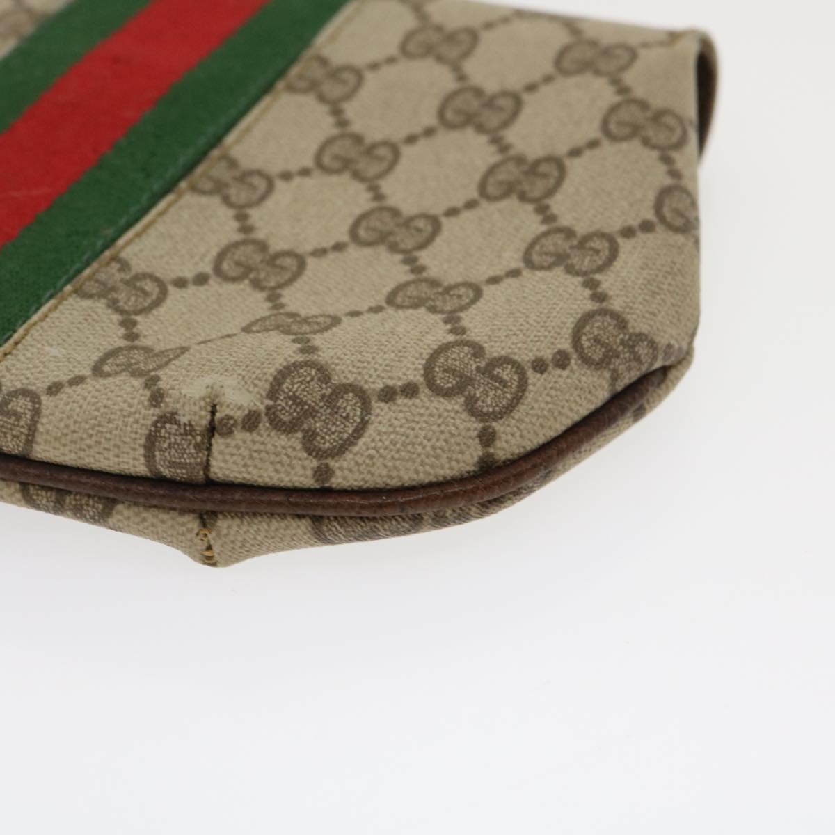 GUCCI Web Sherry Line GG Canvas Pouch Red Green Brown jk1495