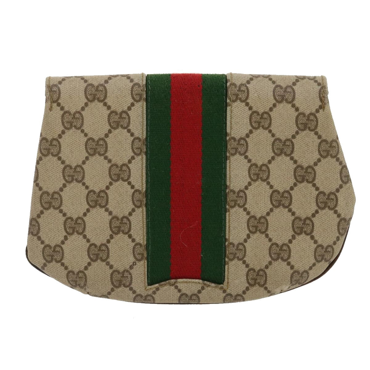 GUCCI Web Sherry Line GG Canvas Pouch Red Green Brown jk1495