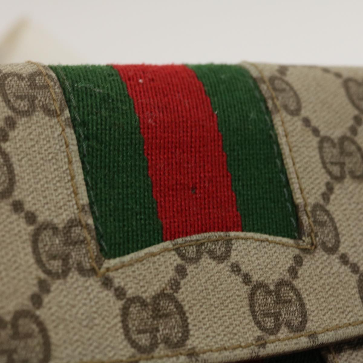 GUCCI Web Sherry Line GG Canvas Pouch Red Green Brown jk1495