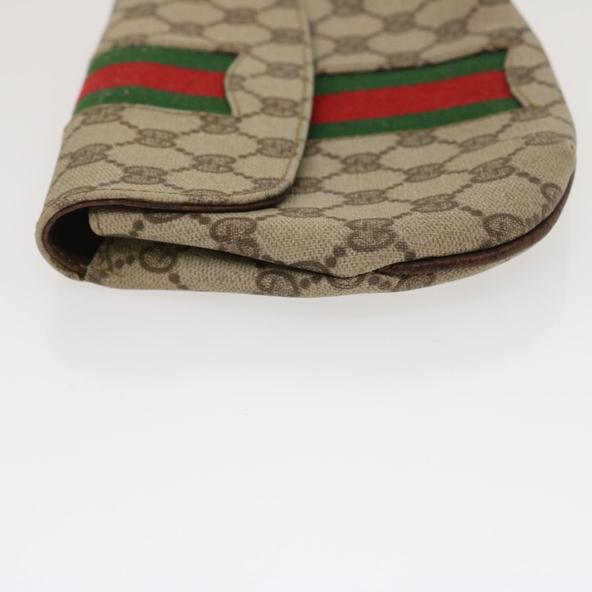 GUCCI Web Sherry Line GG Canvas Pouch Red Green Brown jk1495