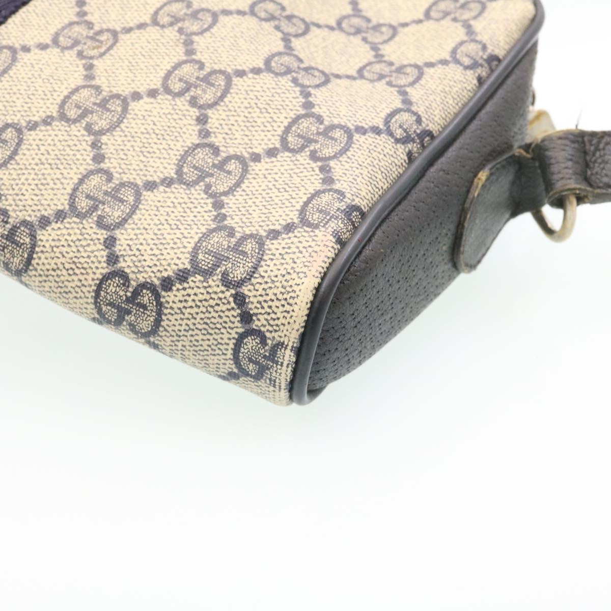 GUCCI Sherry Line GG Canvas Shoulder Bag PVC Leather Navy Red ai591