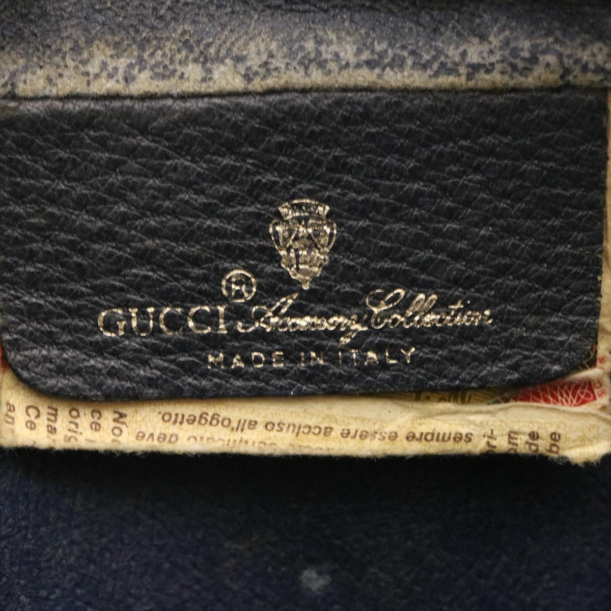 GUCCI Sherry Line GG Canvas Shoulder Bag PVC Leather Navy Red ai591