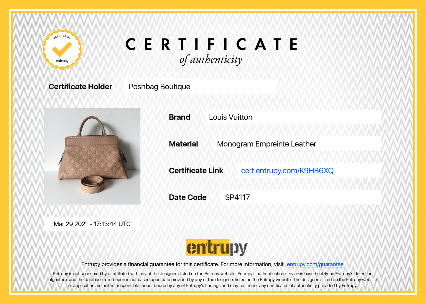 Louis Vuitto Vosges MM Monogram Empreinte Leather Bag