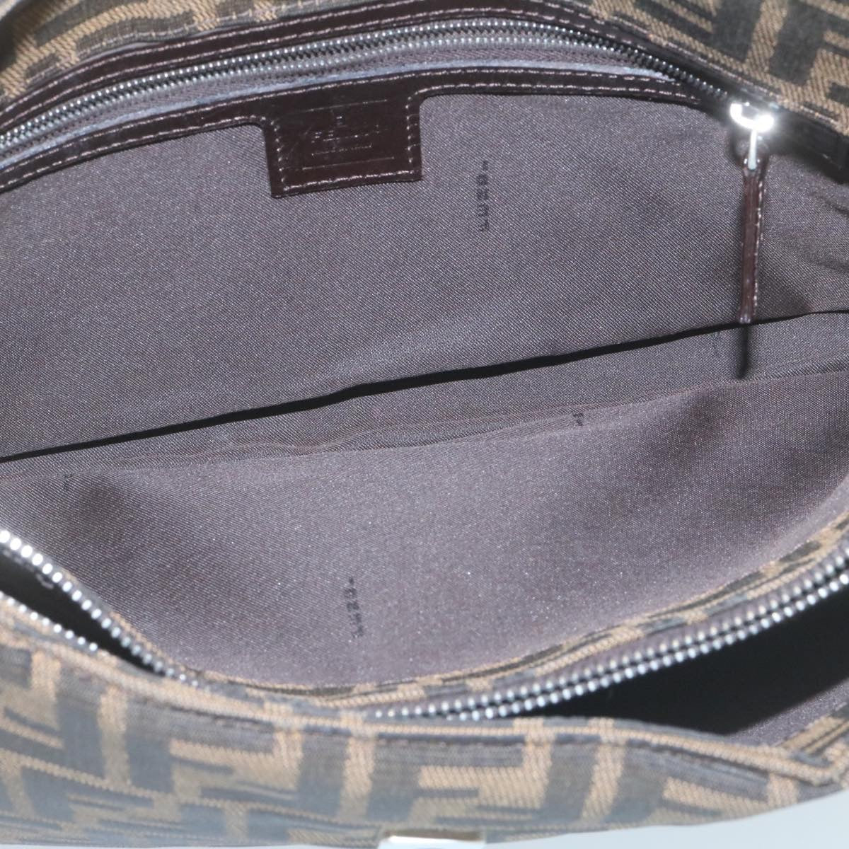 FENDI Zucca Canvas Mamma Baguette Shoulder Bag Brown Black ki1362