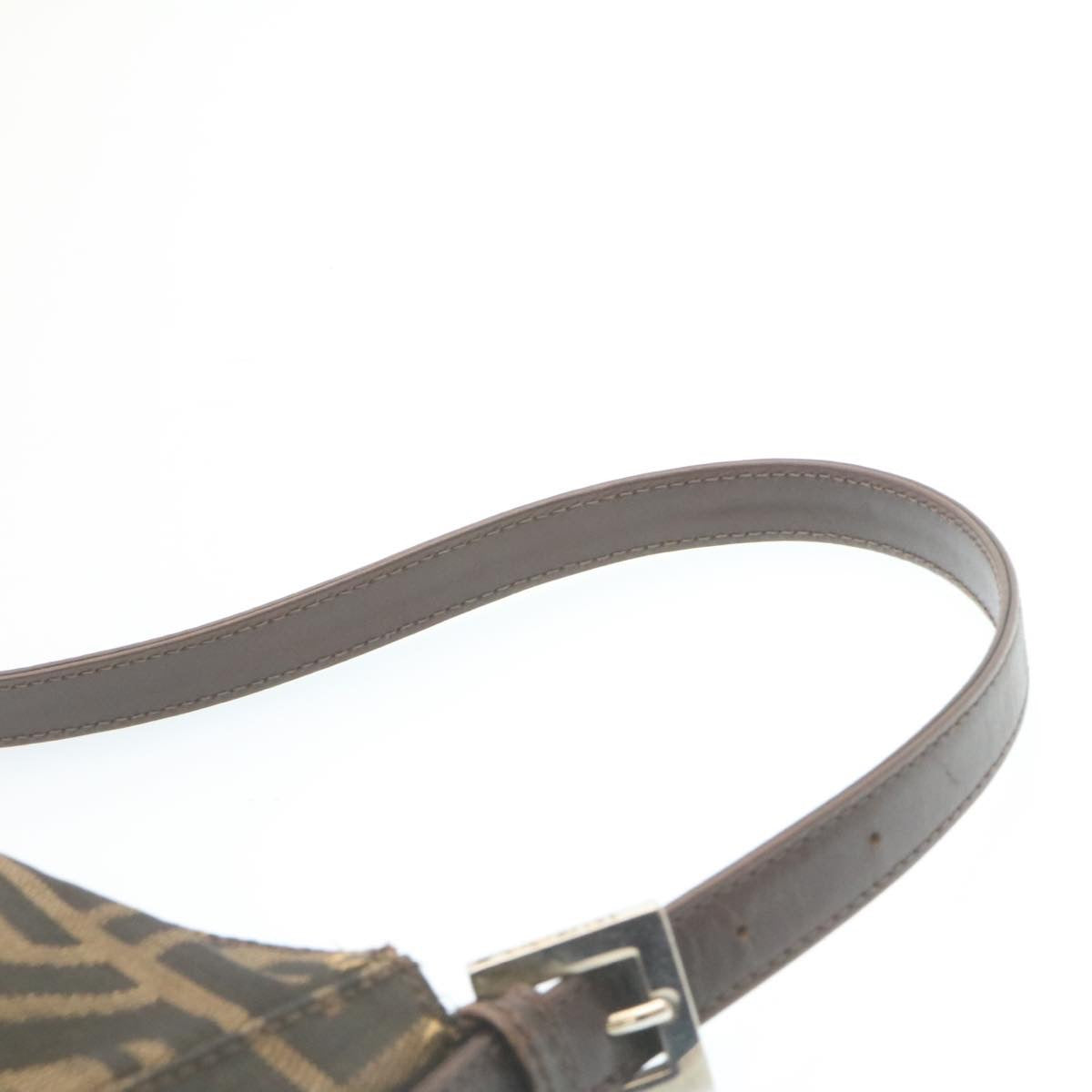 FENDI Zucca Canvas Mamma Baguette Shoulder Bag Brown Black ki1362