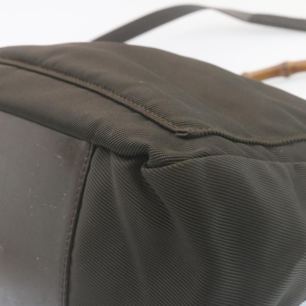 GUCCI Bamboo 2Way Shoulder Bag Nylon Dark Brown ki1593