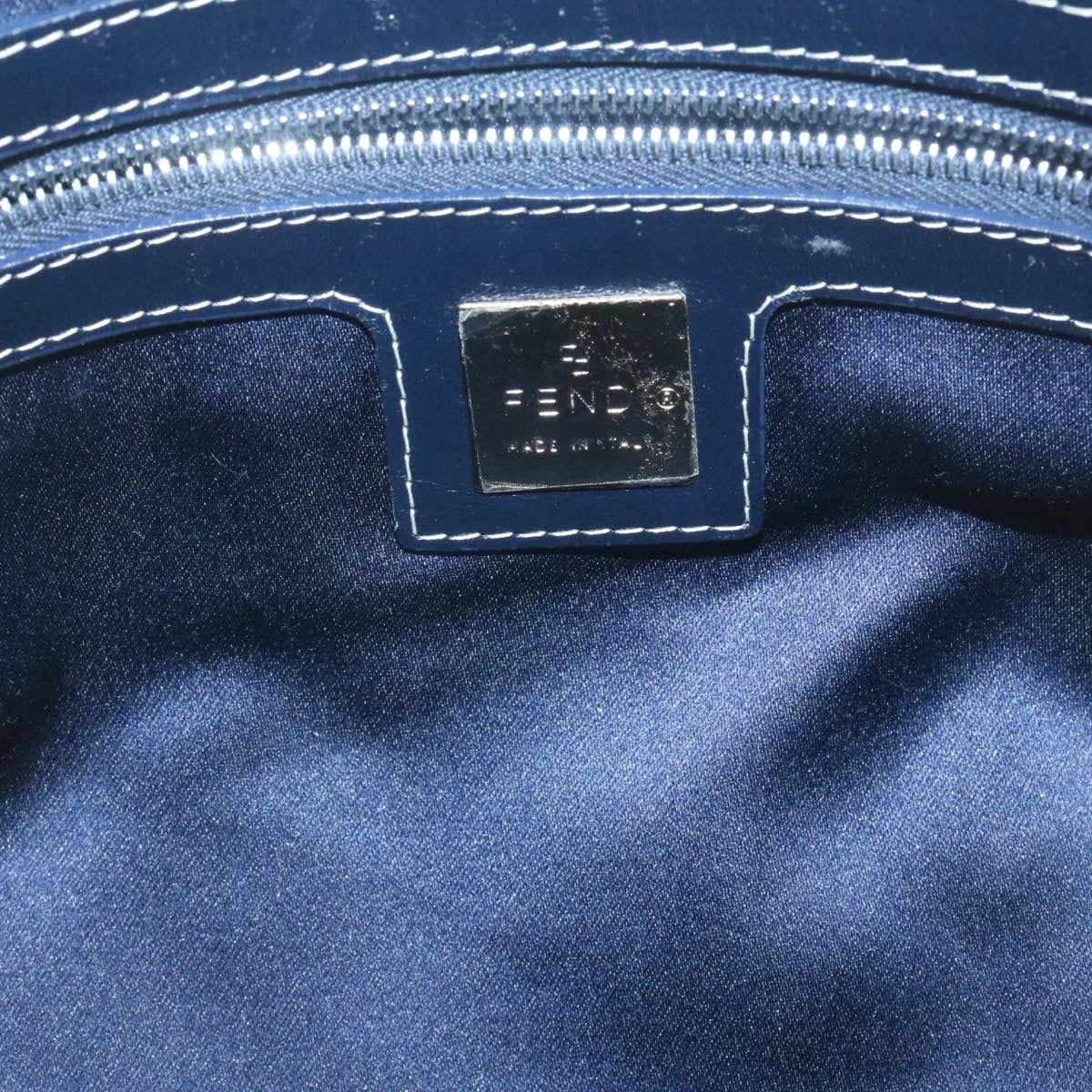 FENDI Zucchino Canvas Mamma Baguette Shoulder Bag Navy Blue ki1672