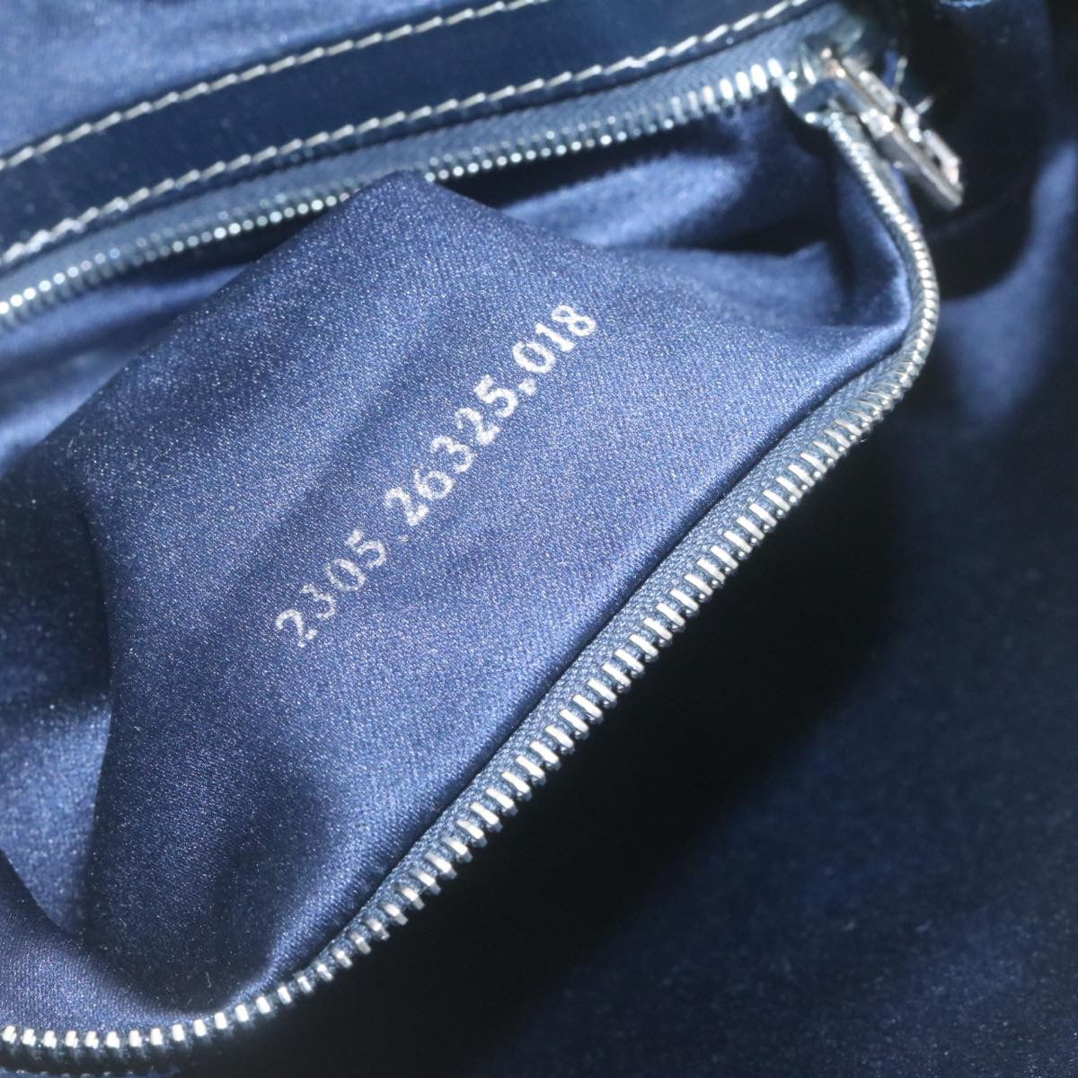 FENDI Zucchino Canvas Mamma Baguette Shoulder Bag Navy Blue ki1672