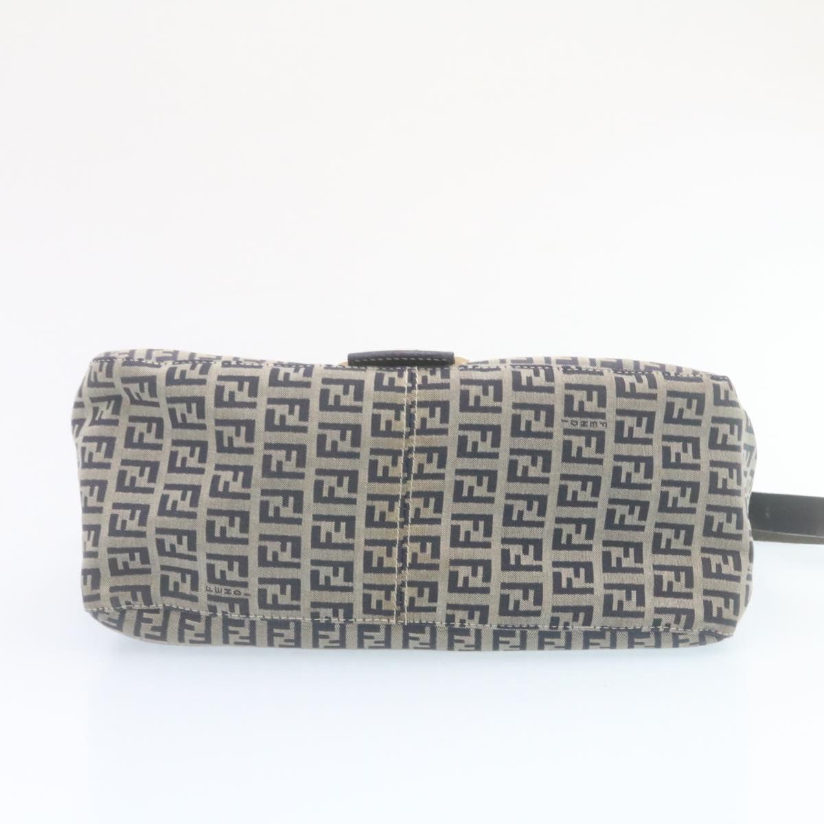 FENDI Zucchino Canvas Mamma Baguette Shoulder Bag Navy Blue ki1672