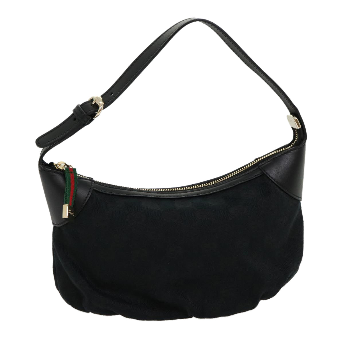 GUCCI GG Canvas Web Sherry Line Pouch Black Red Green ki2089A
