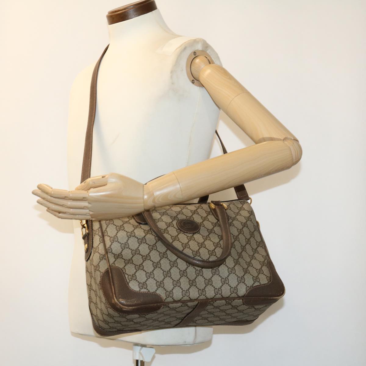 GUCCI GG Canvas Hand Bag 2way Beige 002.122.0033 ki2104