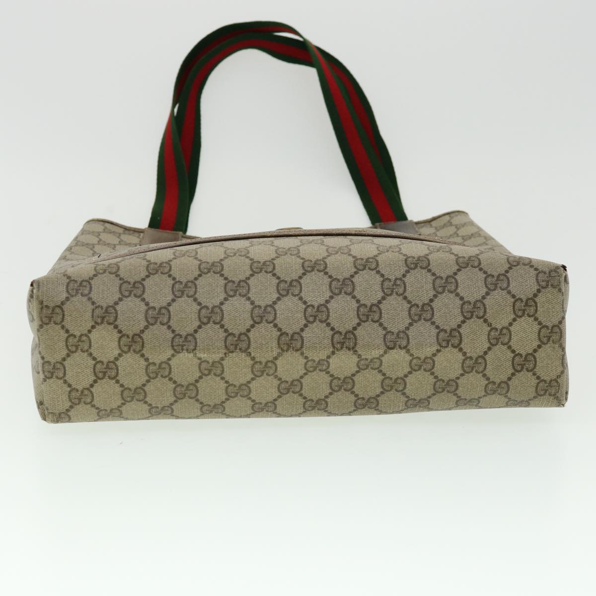 GUCCI Web Sherry Line GG Canvas Tote Bag PVC Leather Beige Green Red ki2105