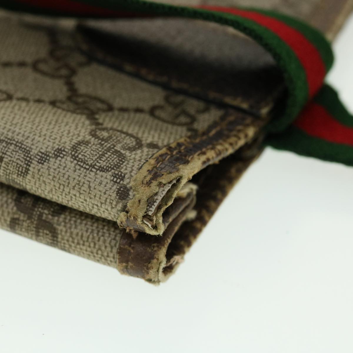 GUCCI Web Sherry Line GG Canvas Tote Bag PVC Leather Beige Green Red ki2105
