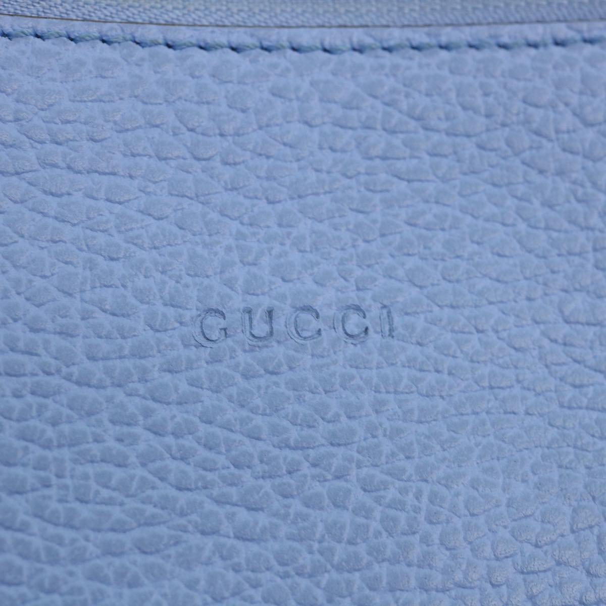 GUCCI Bamboo Fringe Clutch Bag Leather Light Blue ki2160