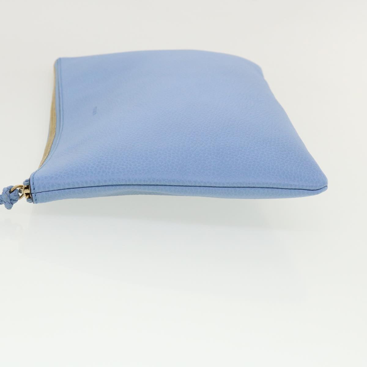 GUCCI Bamboo Fringe Clutch Bag Leather Light Blue ki2160