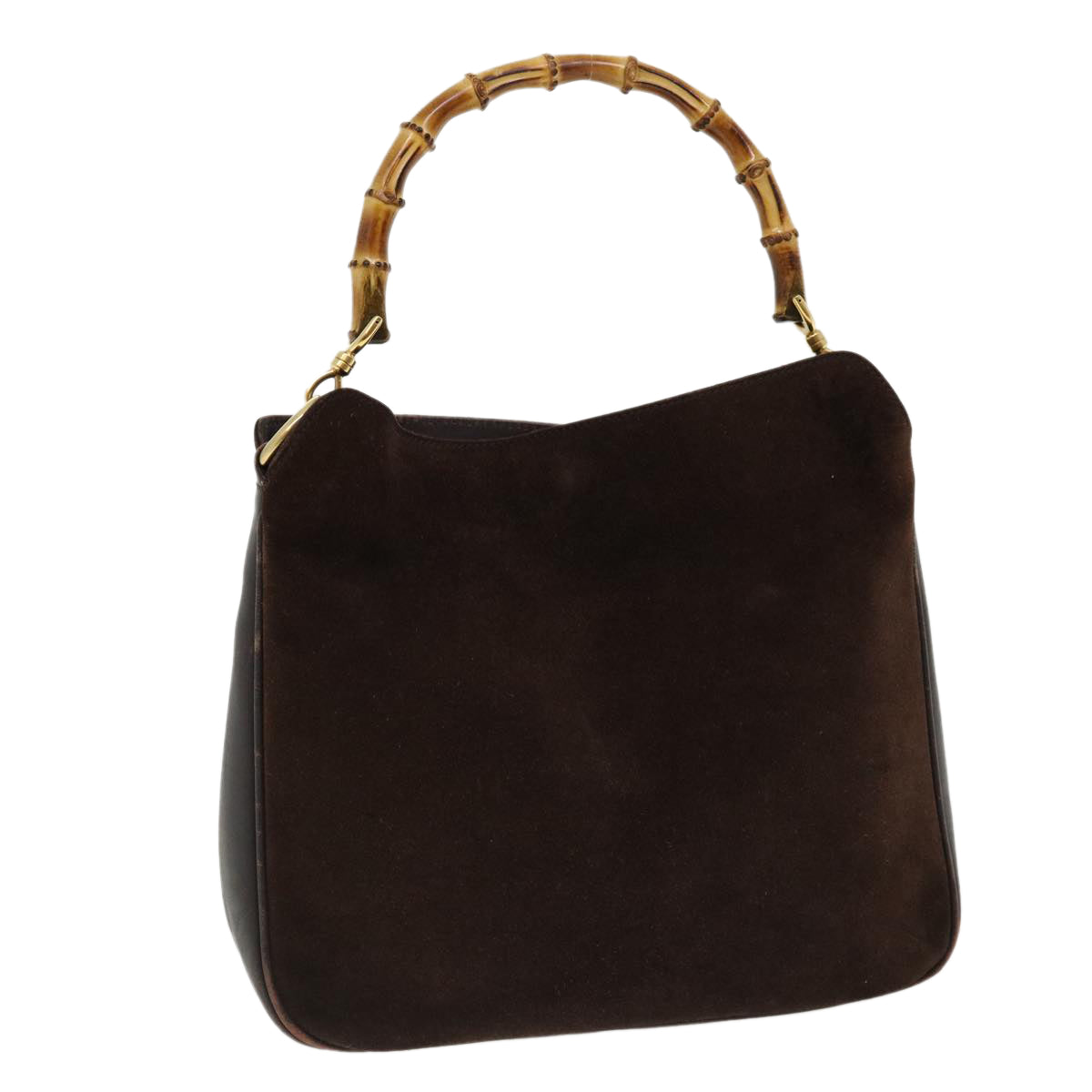 GUCCI Bamboo Shoulder Bag Suede Brown 00117051638 ki2178
