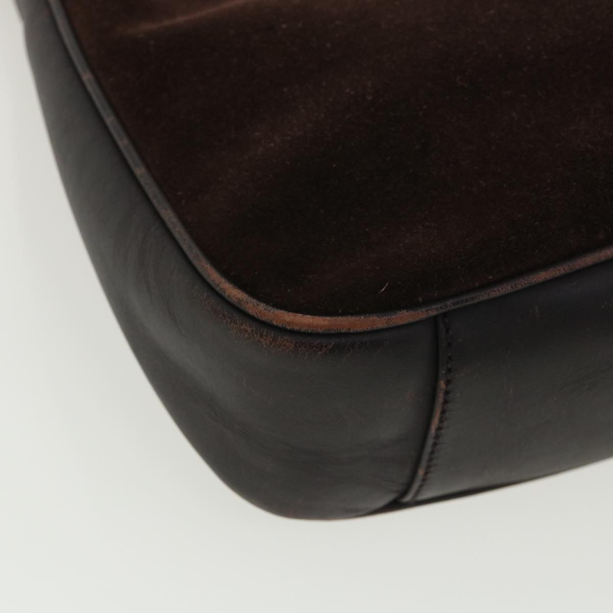 GUCCI Bamboo Shoulder Bag Suede Brown 00117051638 ki2178